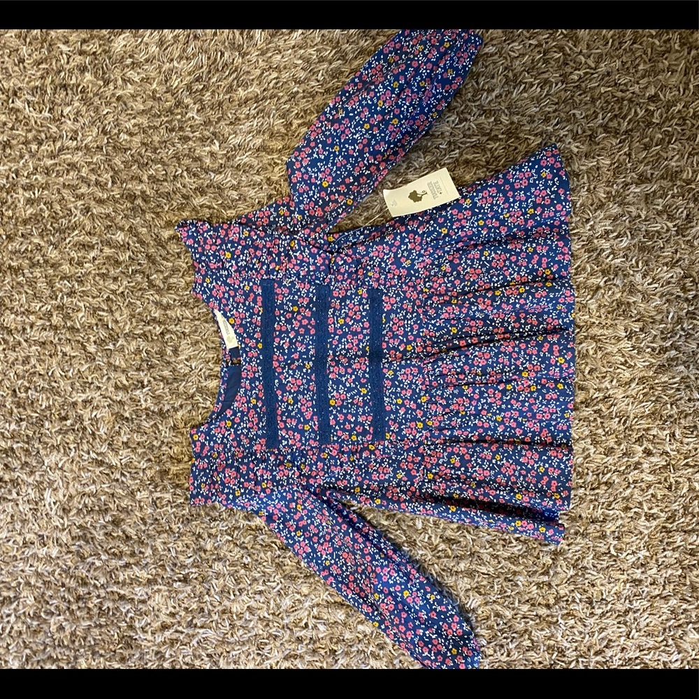 3T Tucker + Tate Navy Denim Floral Girls Shirt.